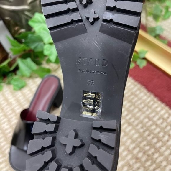 STAUD Amber Leather Slide Platform Sandals in Black RU 38 / US 8 - Picture 7 of 9